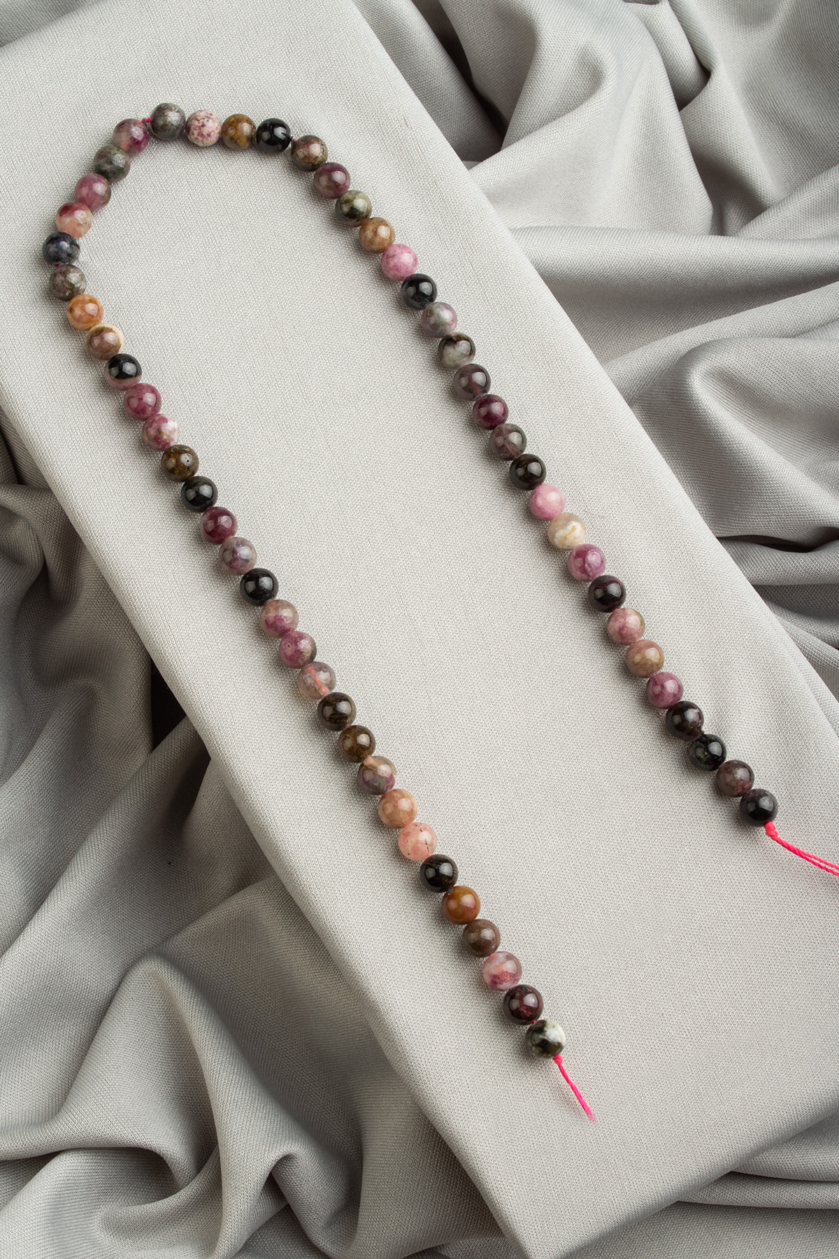 Turmalin Doğal Taş Parlak Karışık Küre Kesim 7mm Dizi [AA]