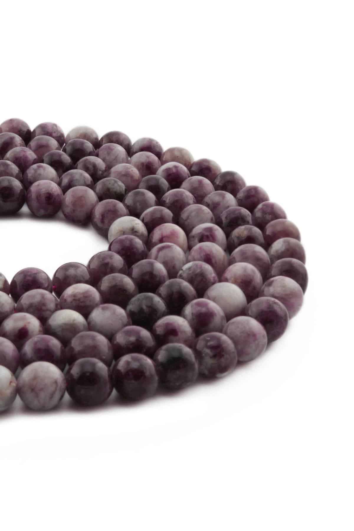 Turmalin Doğal Taş Parlak Pembe Küre Kesim 8mm Dizi