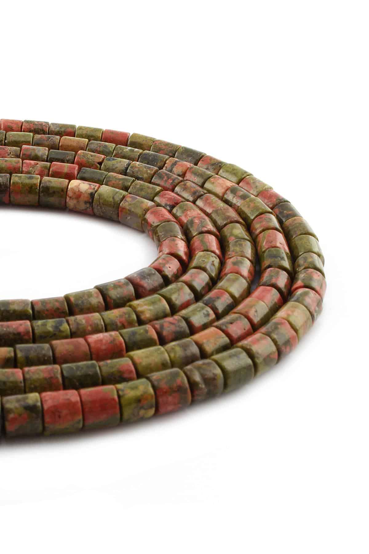 Unakit Doğal Taş Parlak Silindir Kesim 6x6mm Dizi [AA]