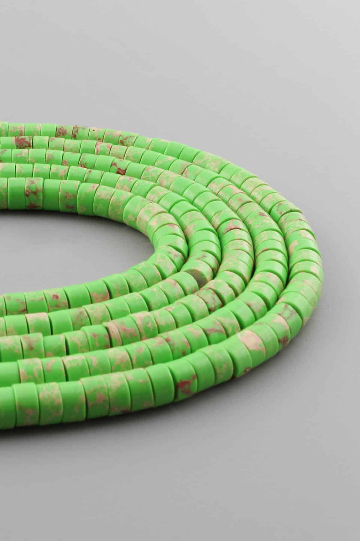 Varisit Doğal Taş Parlak Açık Yeşil Dore Kesim 6x3mm Dizi [AA]