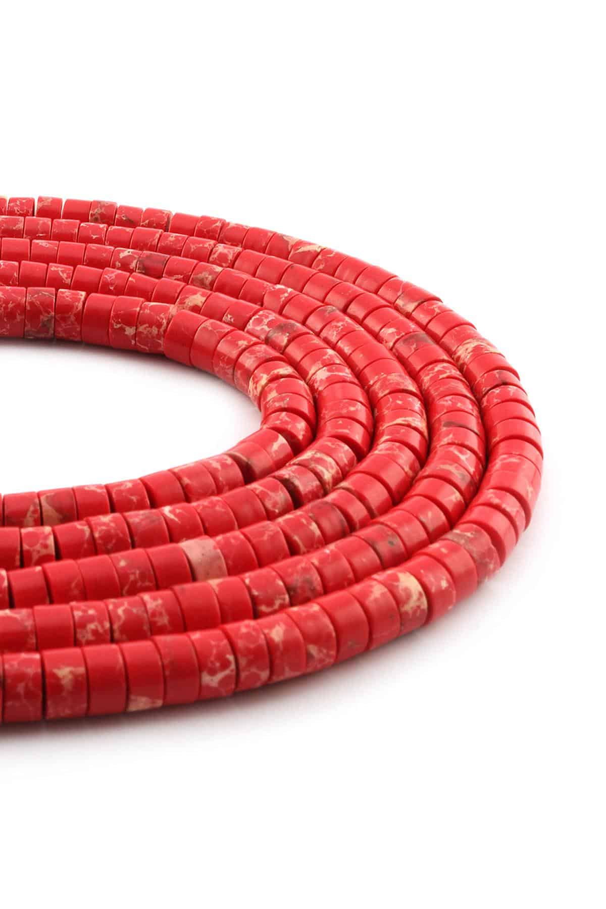 Varisit Taşı Parlak Kırmızı Dore Kesim 6x3mm Dizi [AA]