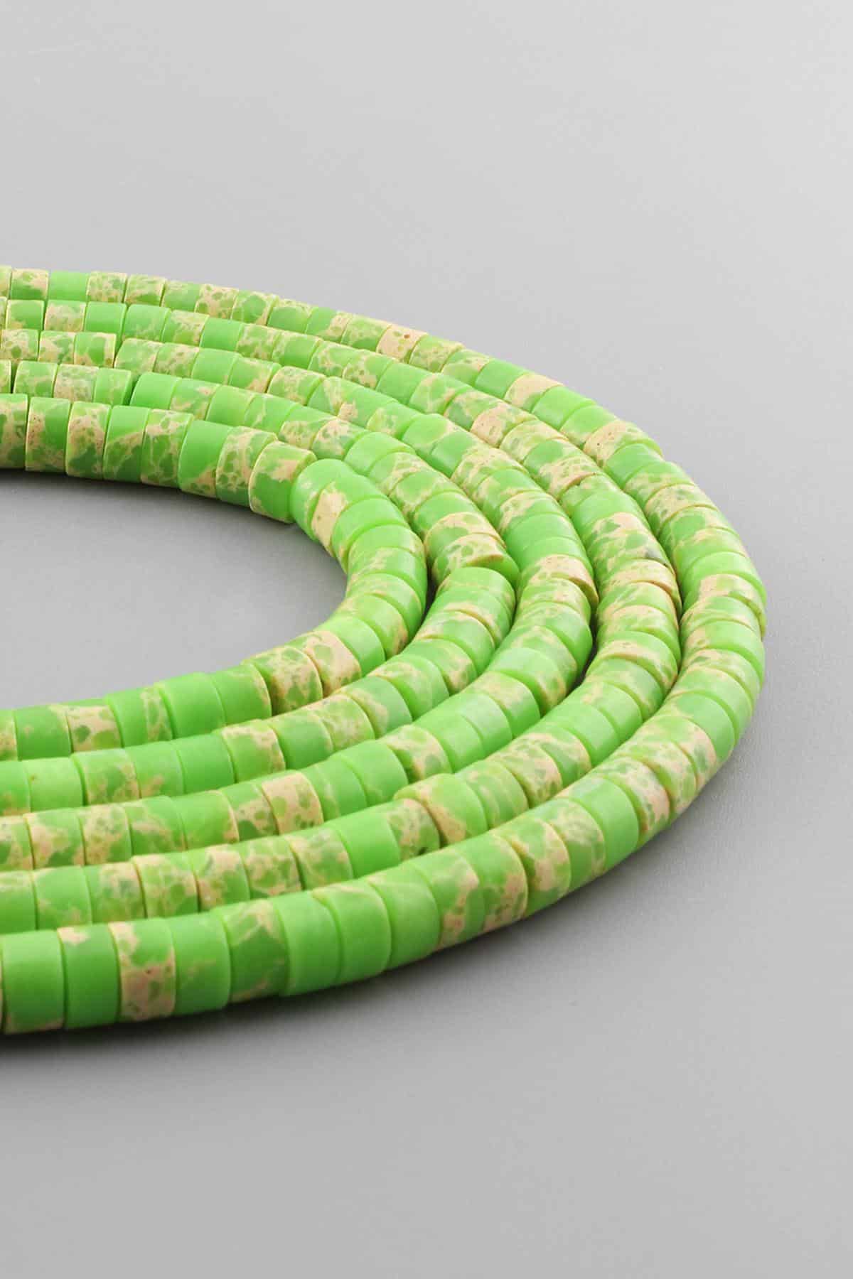 Varisit Doğal Taş Parlak Yeşil Dore Kesim 6x3mm Dizi [AA]