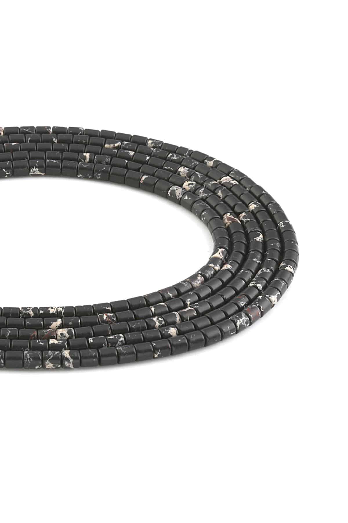 Varisit Doğal Taş Parlak Siyah Silindir Kesim 4x4mm Dizi [AA]