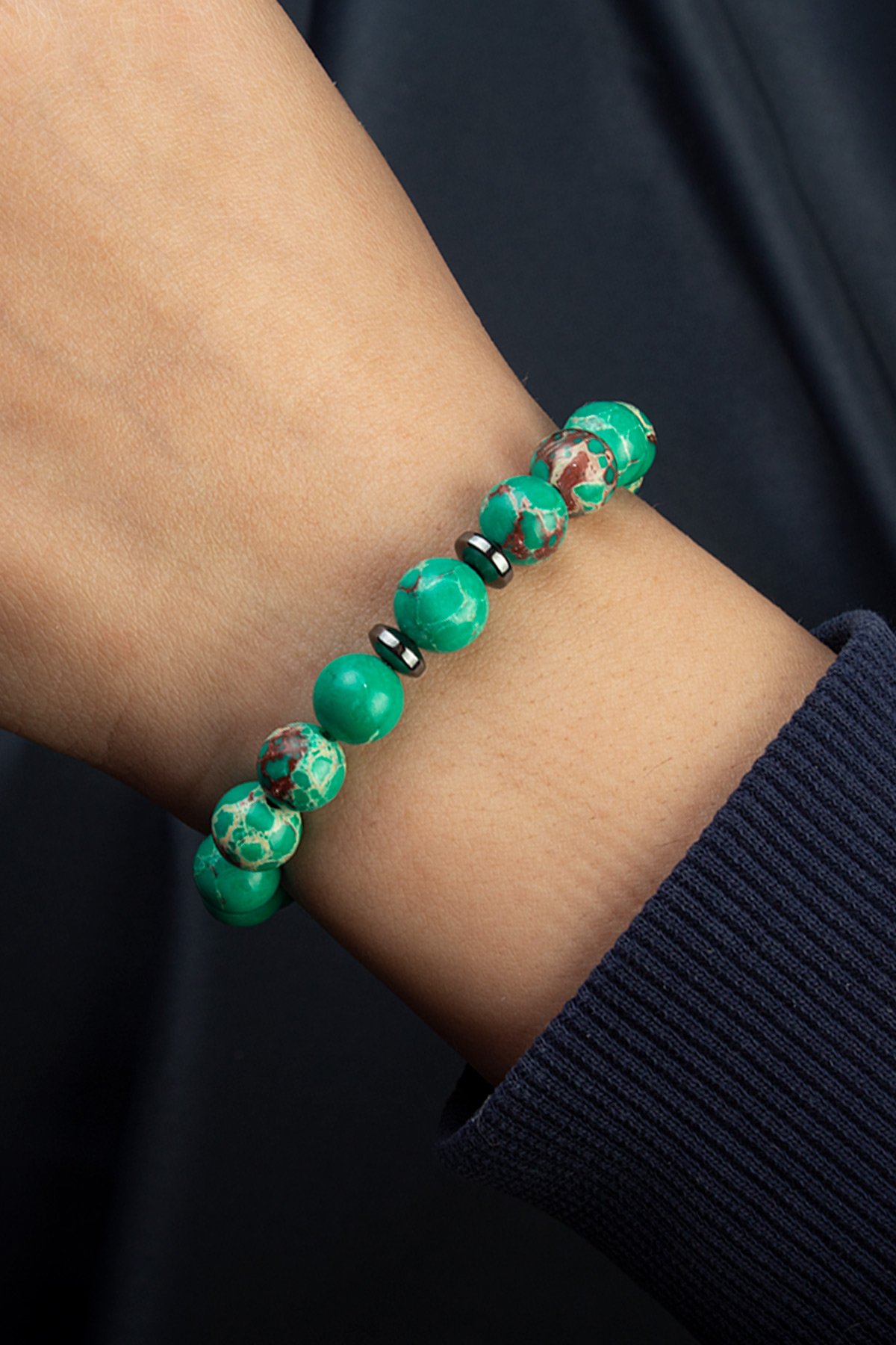 Varisit Doğal Taş Küre Kesim Parlak Su Yeşili 8mm Bileklik