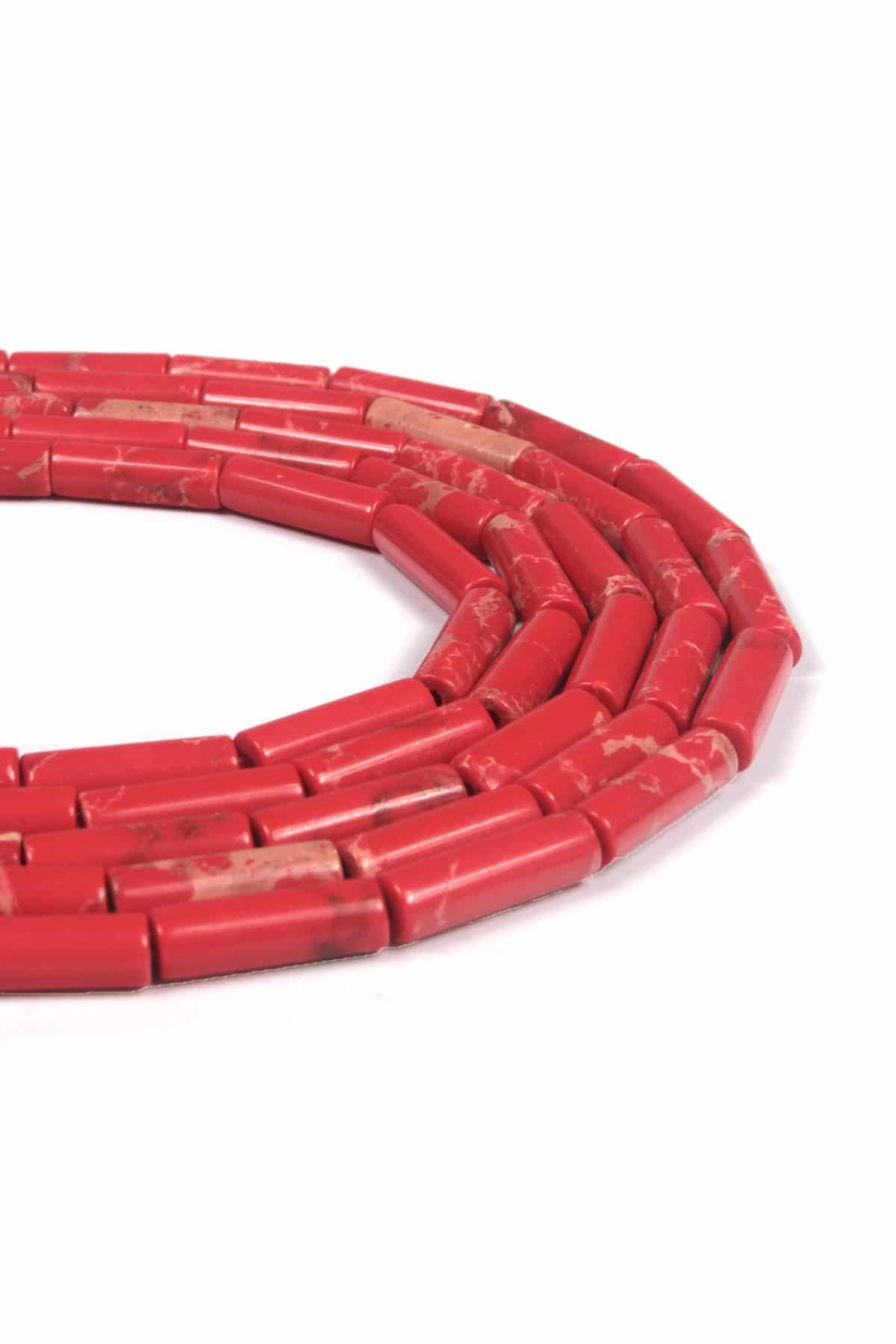 Varisit Taşı Parlak Kırmızı Silindir Kesim 4x13mm Dizi [AA]