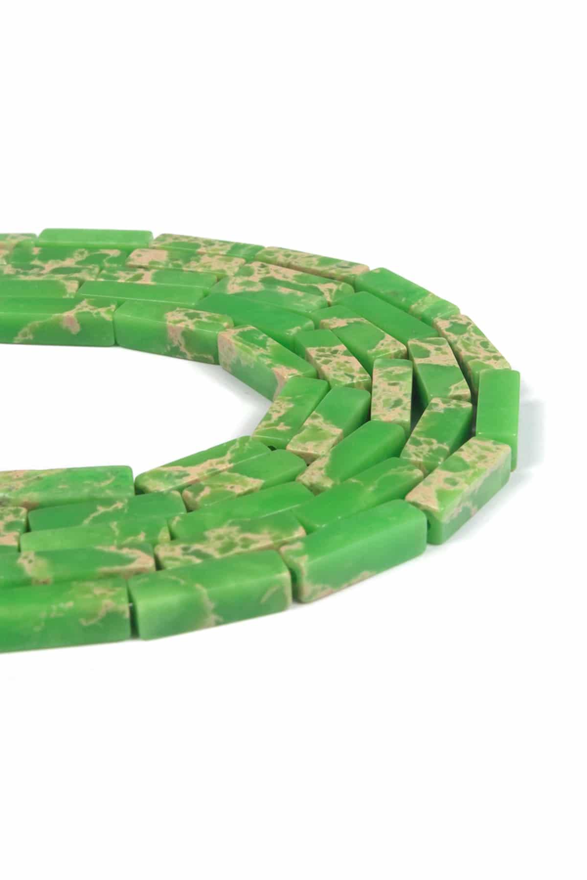 Varisit Doğal Taş Parlak Yeşil Dikdörtgen Kesim 4x13mm Dizi [AA]