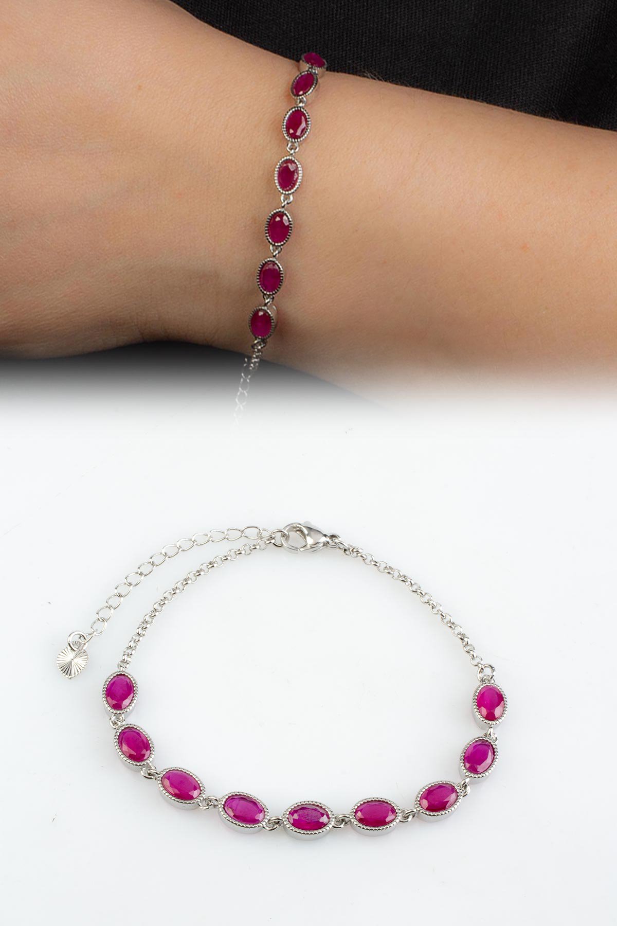 Yakut Doğal Taş Zincir Bileklik