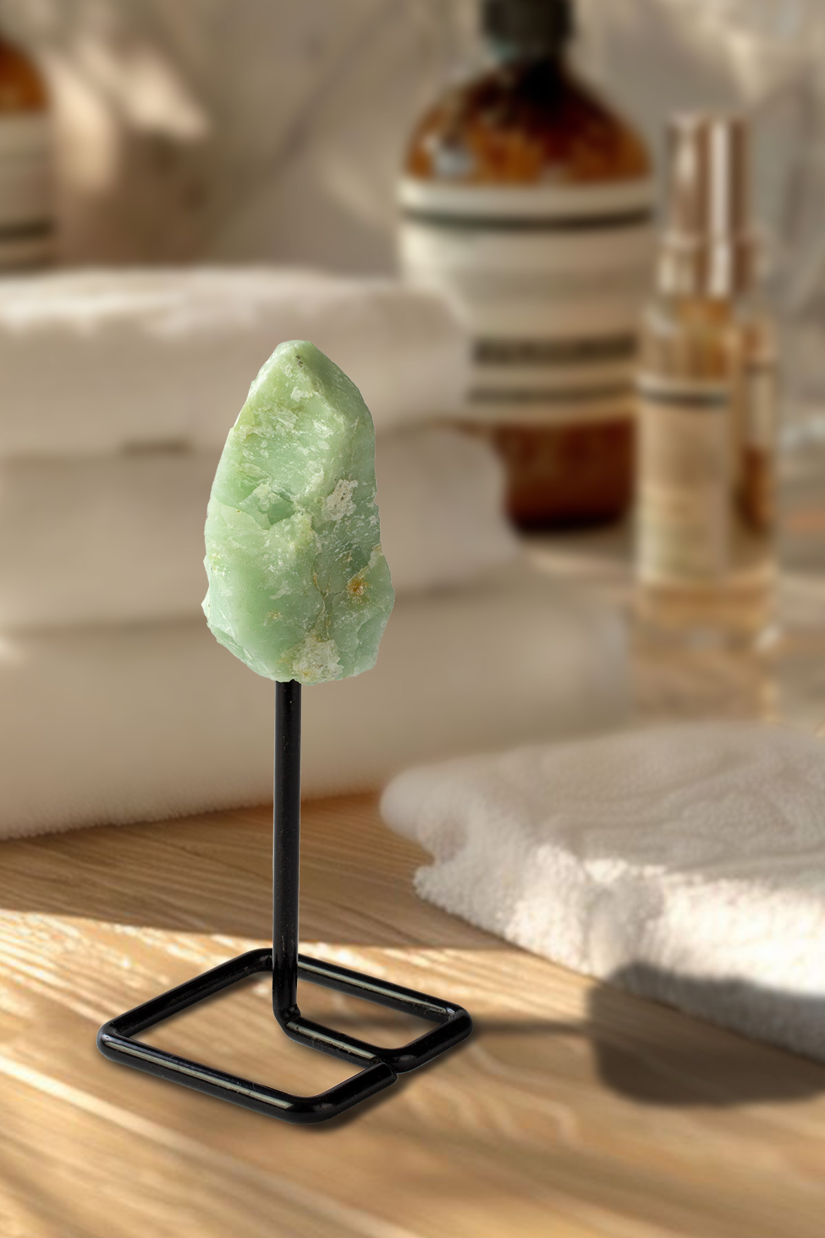 Yeşim Taşı Ham Kütle Standlı Dekoratif Doğal Taş