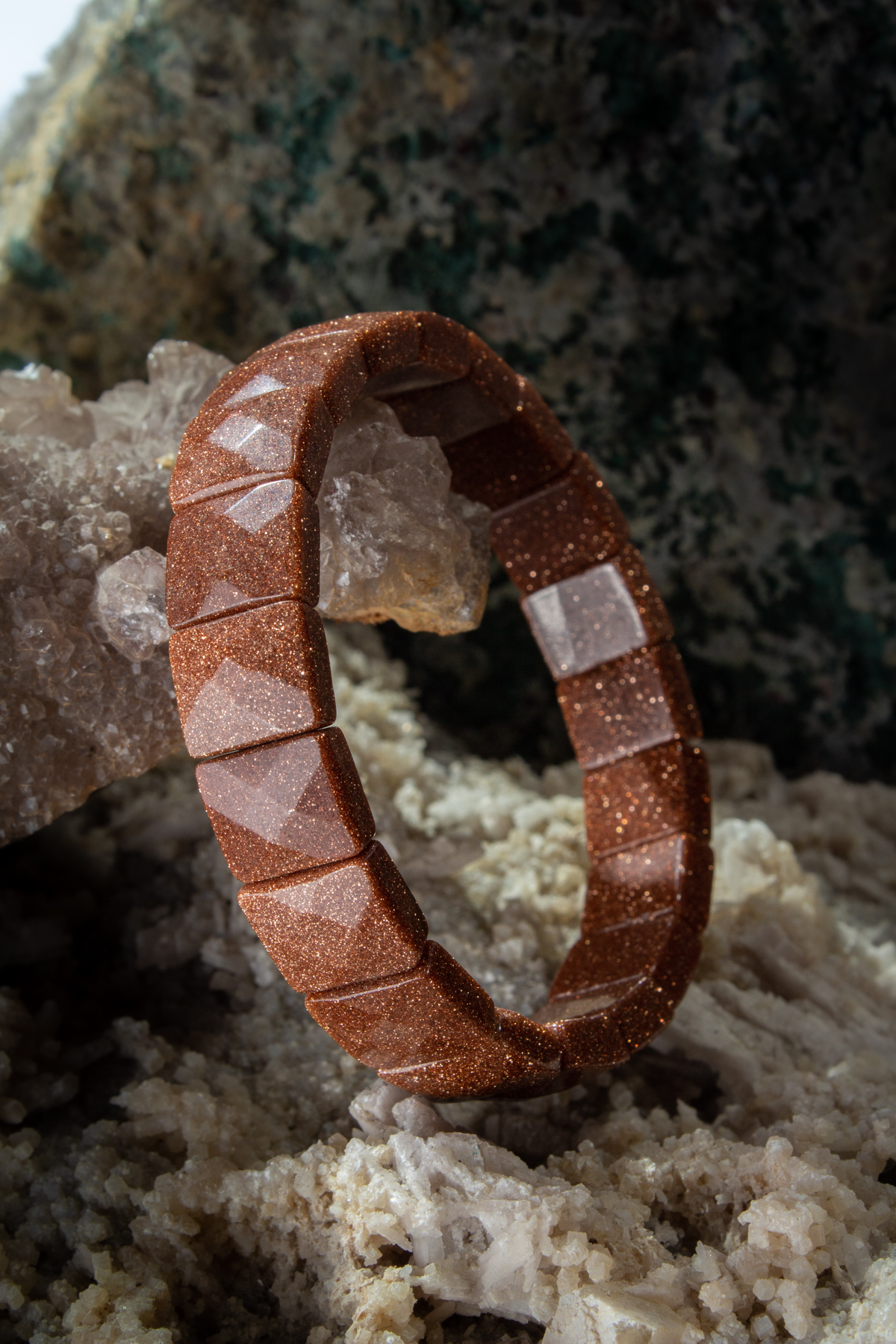 Yıldız Taşı Taşı Kahverengi Dikdörtgen Kesim Bileklik