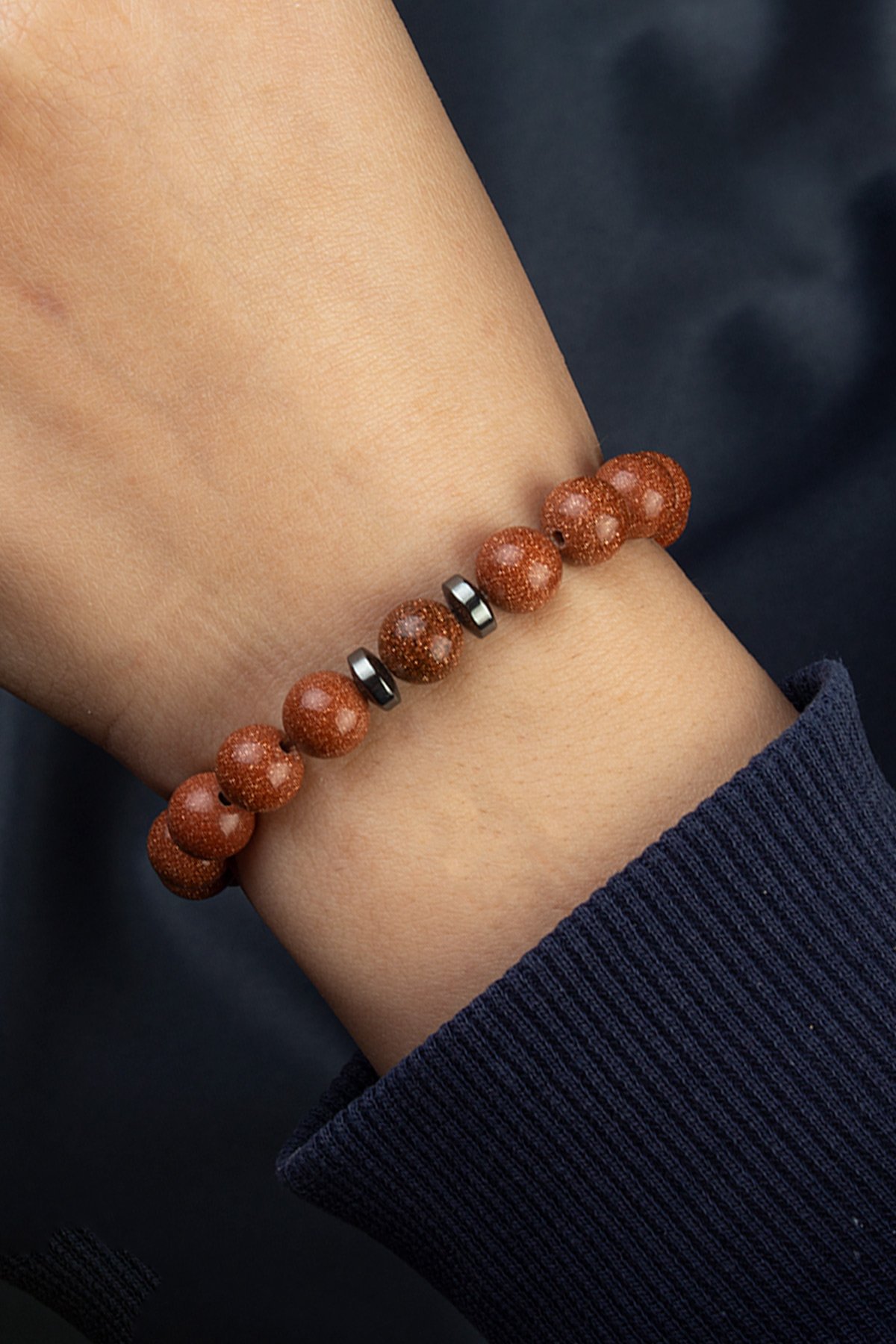 Yıldız Taşı Doğal Taş Kahverengi Küre Kesim 8mm Bileklik