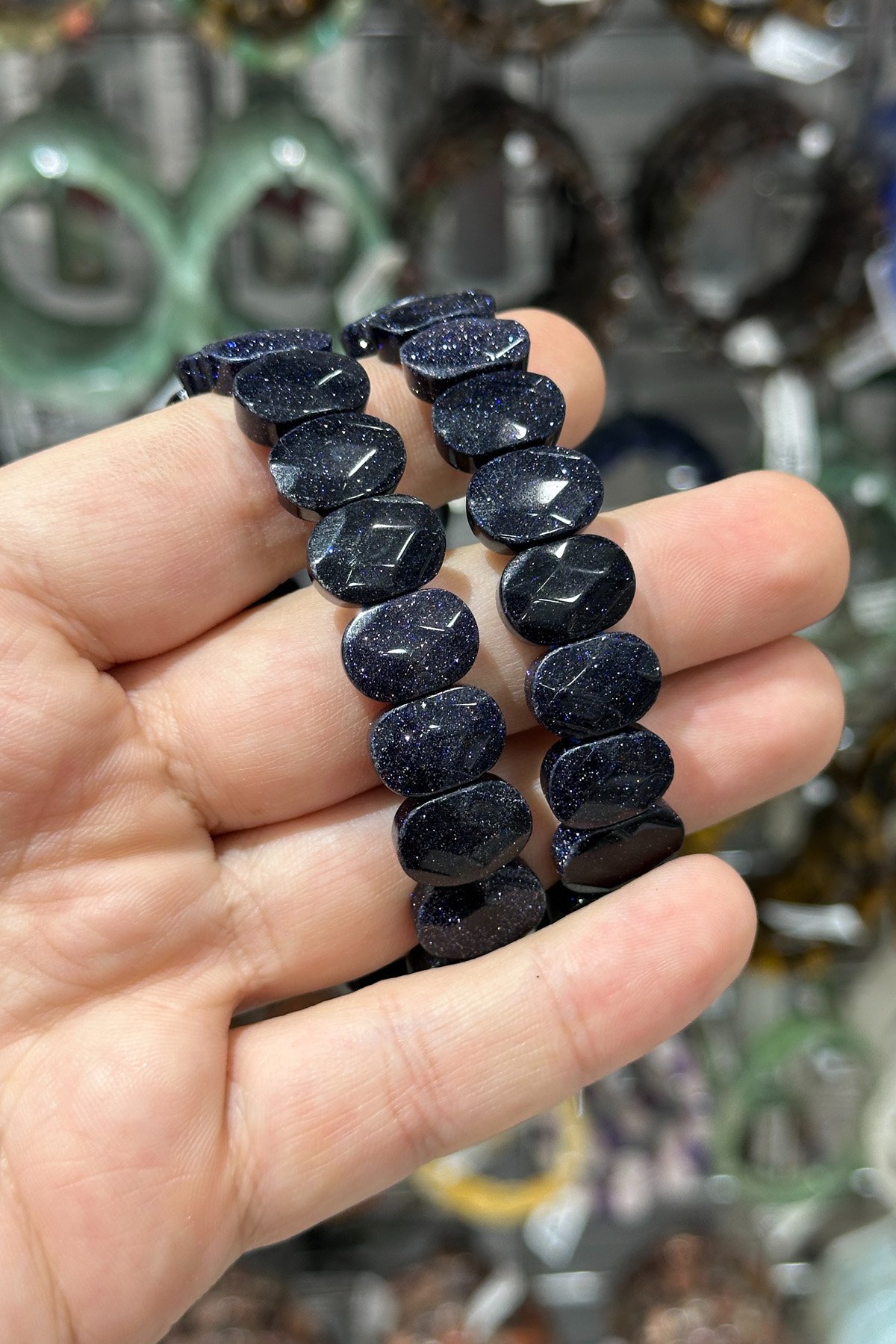 Yıldız Taşı Taşı Lacivert Oval Kesim Bileklik