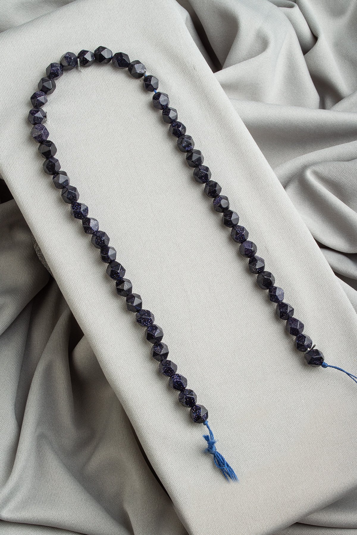 Yıldız Taşı Doğal Taş Parlak Lacivert Hegzagonal Kesim 8mm Dizi [AA]