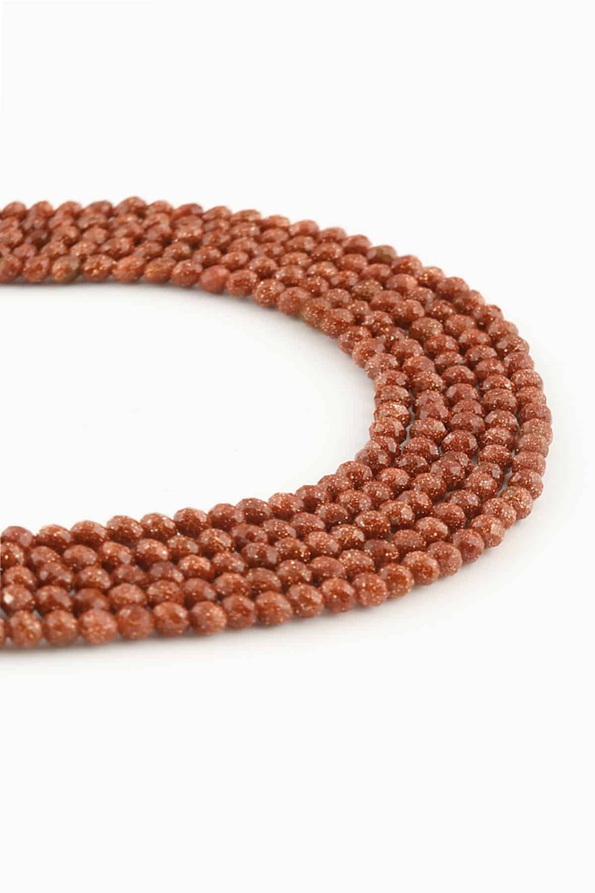 Yıldız Taşı Doğal Taş Parlak Turuncu Küre Küre Kristal Kesim 3mm Dizi