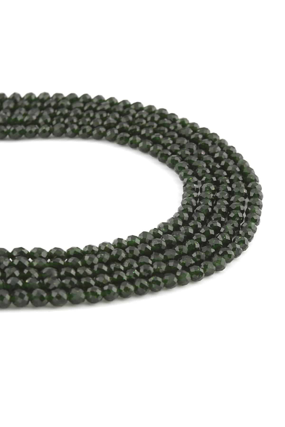 Yıldız Taşı Doğal Taş Parlak Yeşil Küre Küre Kristal Kesim 3mm Dizi