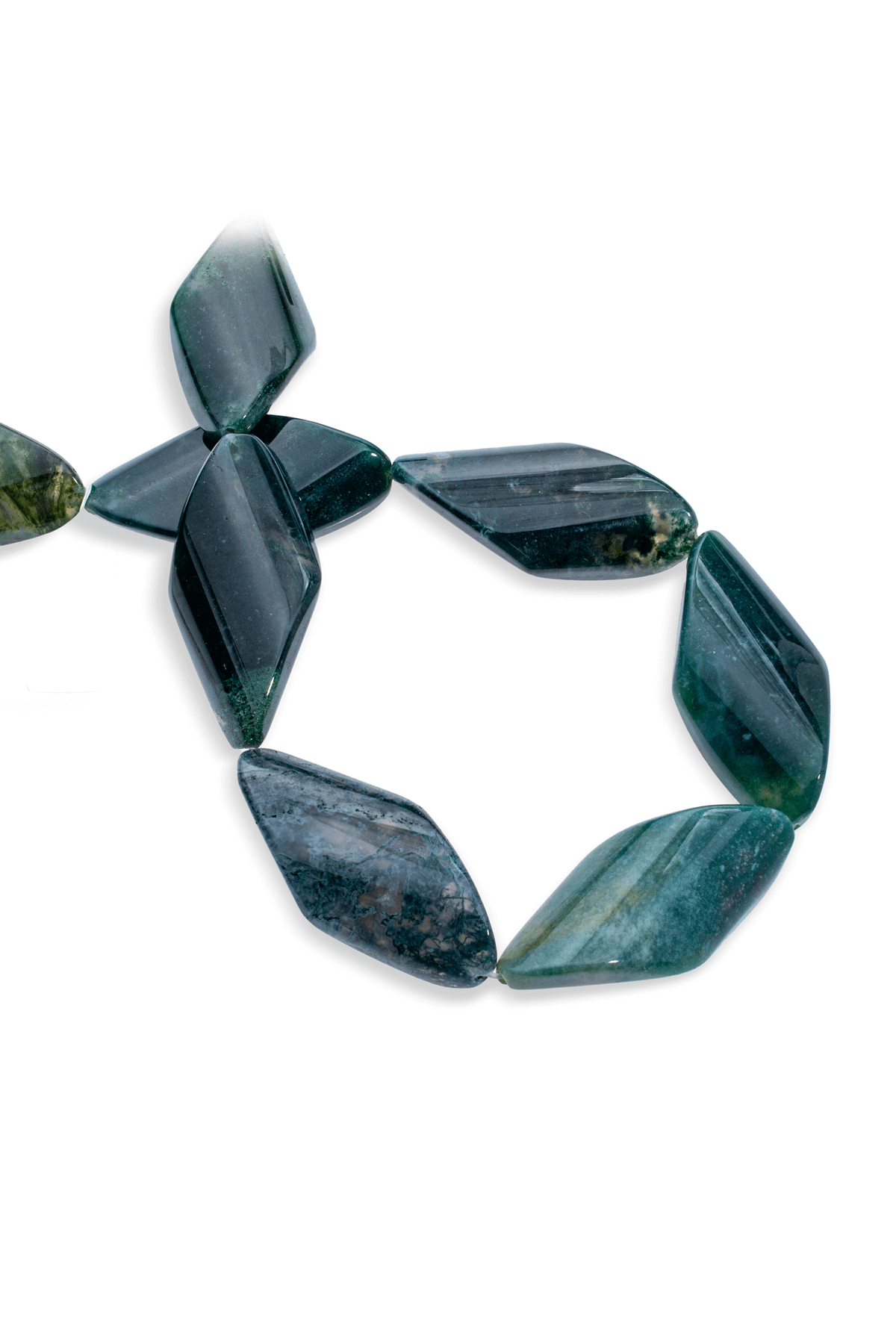 Yosunlu Akik Doğal Taş Burgu Kesim 49x29mm Dizi