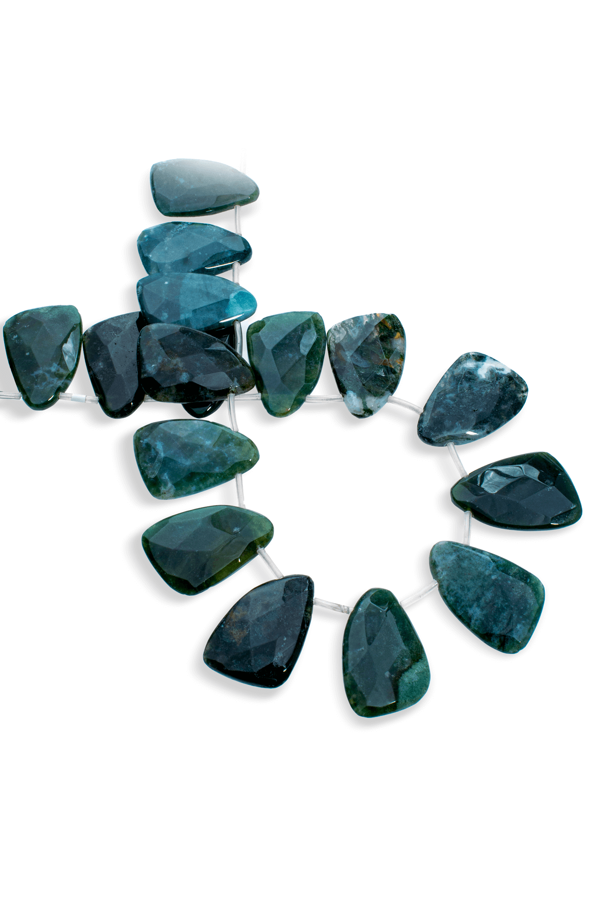 Yosunlu Akik Doğal Taş Damla Kesim 34x24mm Dizi