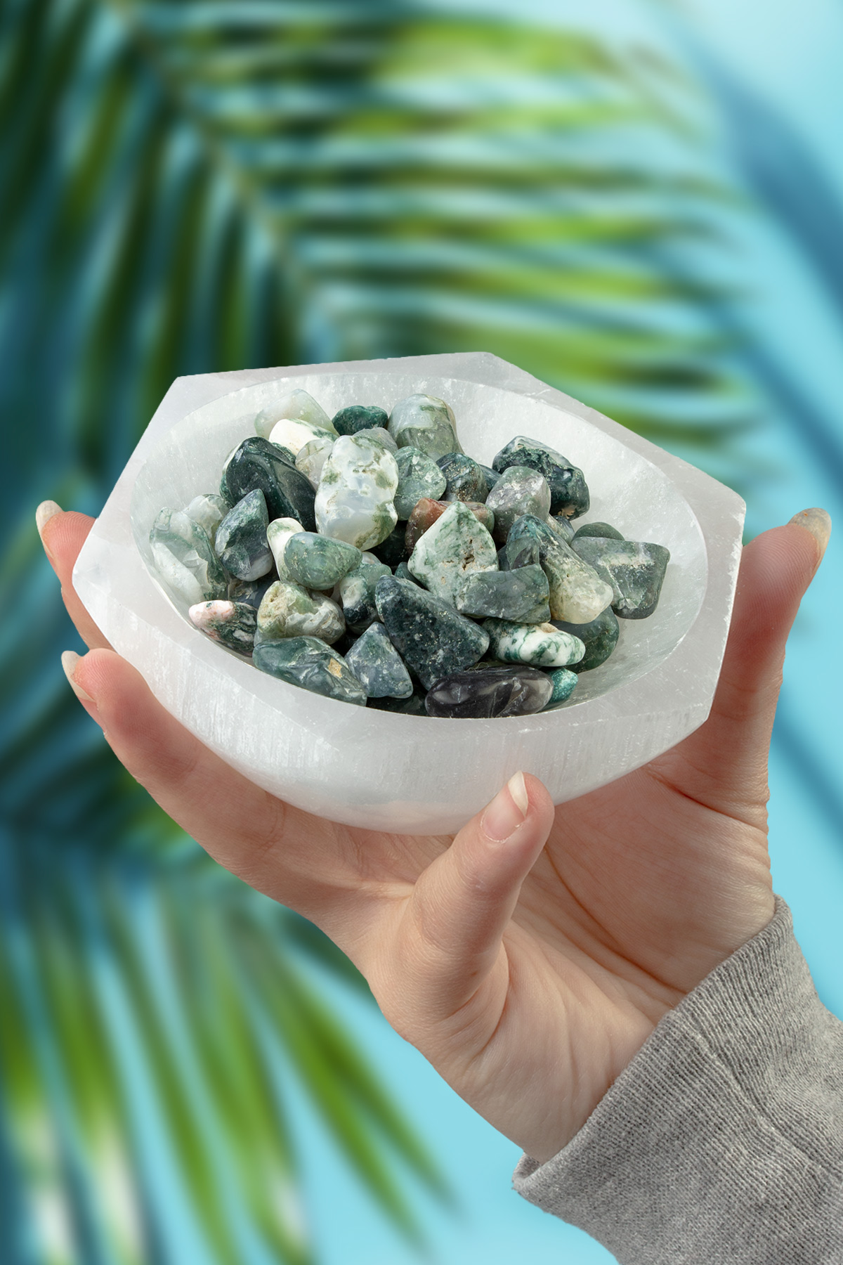 Yosunlu Akik Taşı Tamburlanmış Kütle - 100 Gram