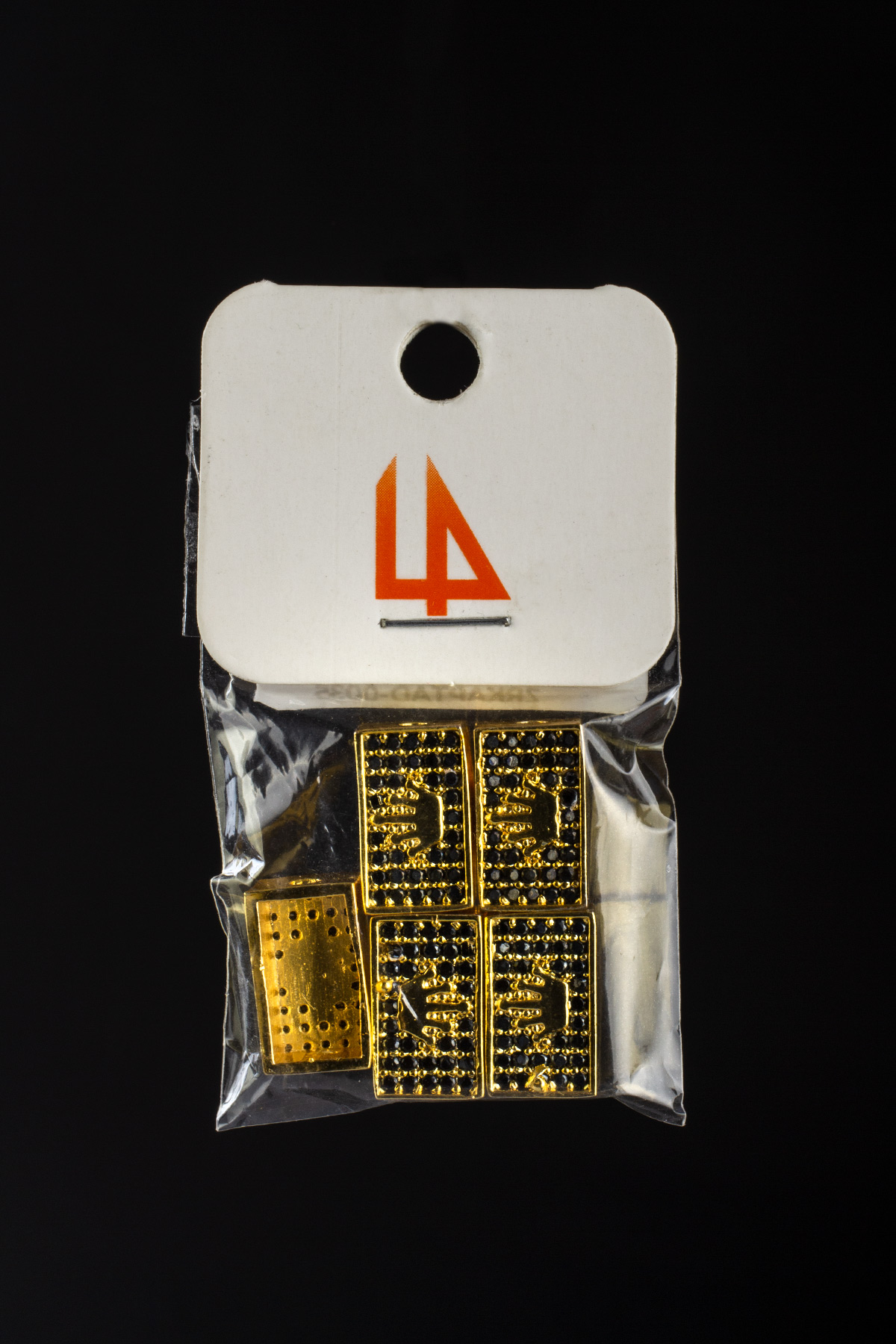 Zirkon Gold Dikdörtgen Kral Figürlü 14x8mm Takı Aparatı