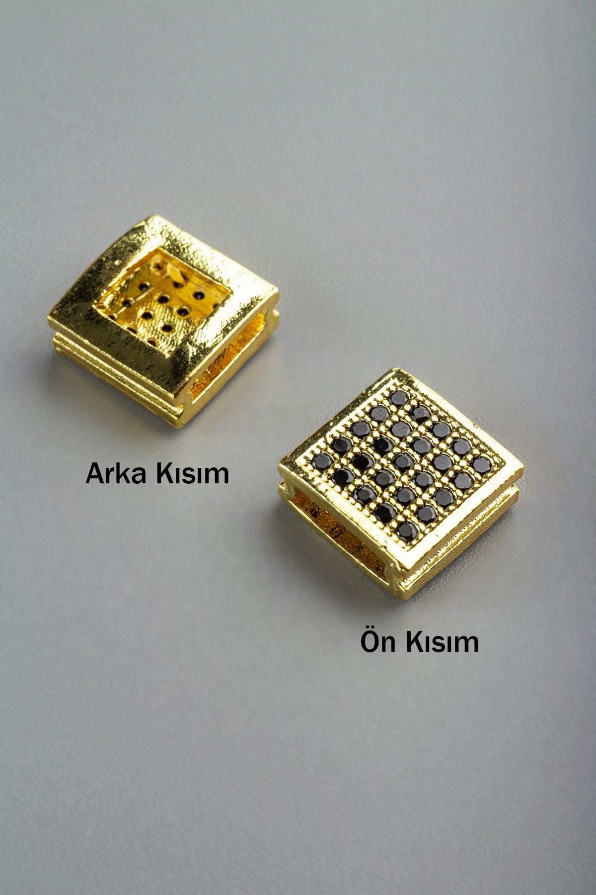 Zirkon Gold Kanallı Kare 9x9mm Takı Aparatı