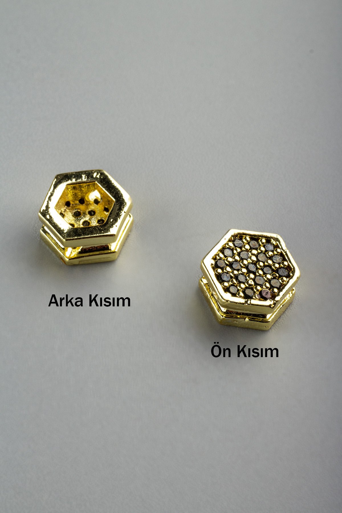 Zirkon Gold Yassı Altıgen 8x8mm Takı Aparatı