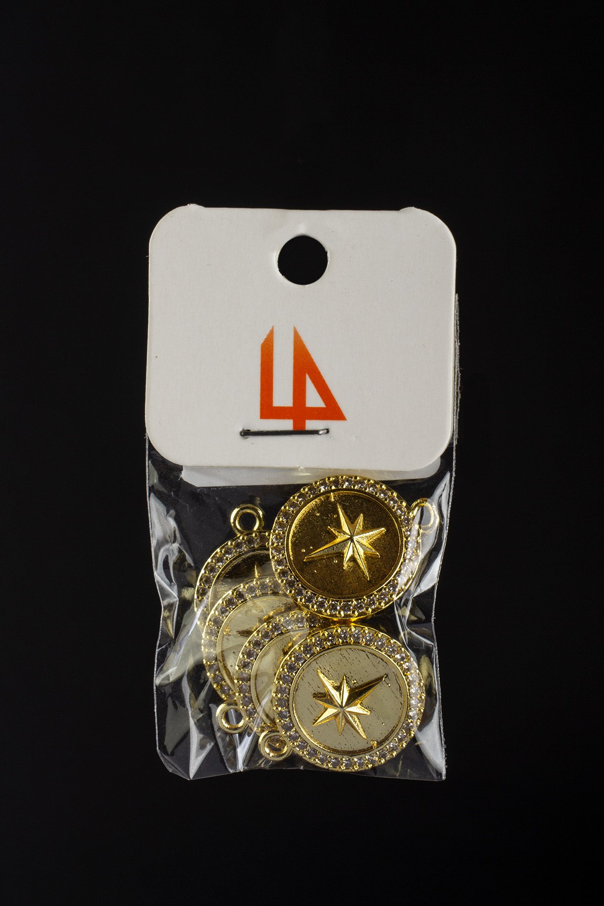 Zirkon Gold Yuvarlak Kuzey Yıldızı 18mm Kolye Ucu