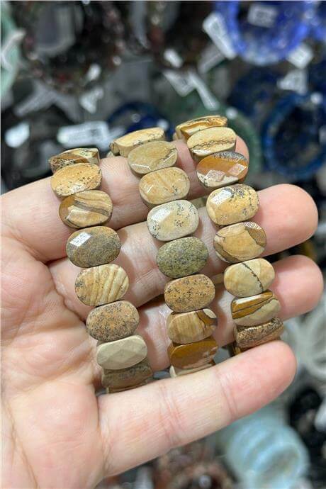 Ağaç Jasper Taşı Oval Kesim Bileklik