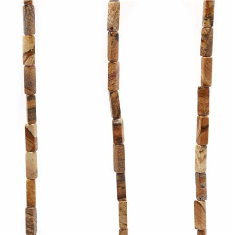 Ağaç Jasper Taşı Parlak Kahverengi Dikdörtgen Kesim 4x13mm Dizi [AA]