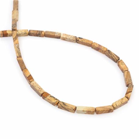 Ağaç Jasper Taşı Parlak Kahverengi Dikdörtgen Kesim 4x13mm Dizi [AA]