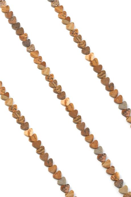 Ağaç Jasper Doğal Taş Parlak Kahverengi Kalp Kesim 6x3mm Dizi [AA]