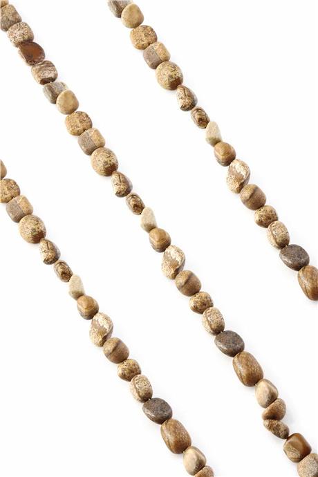 Ağaç Jasper Taşı Tımbıl Kesim Parlak 7x10mm Doğal Taş Dizi [AA]