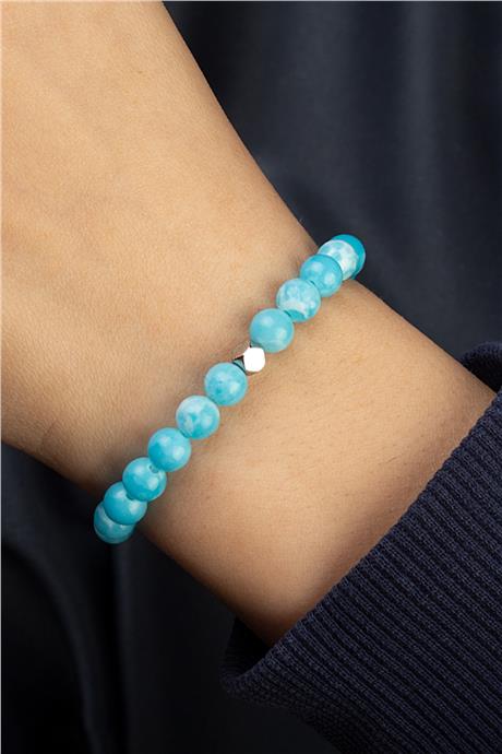 Agalmatolite Doğal Taş Mavi Küre Kesim 6mm Bileklik