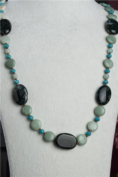 Akik - Amazonit Doğal Taş Kolye