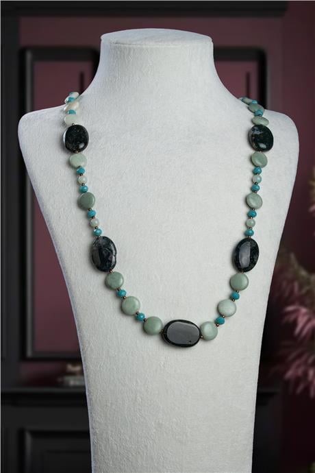 Akik - Amazonit Doğal Taş Kolye