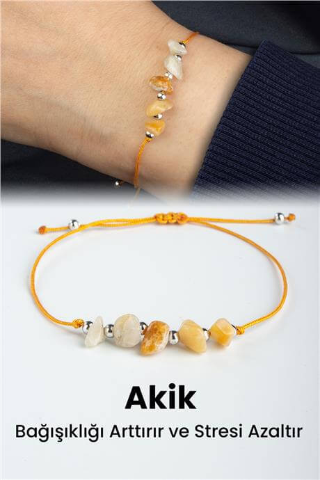 Akik Doğal Kırık Taş Başak Burcu Bilekliği