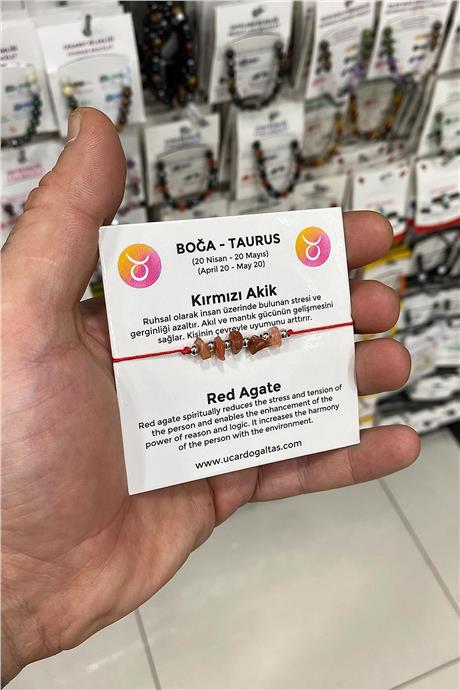 Akik Doğal Kırık Taş Boğa Burcu Bilekliği