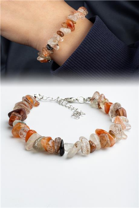 Kuvars Doğal Kırık Taş Karışık Bileklik