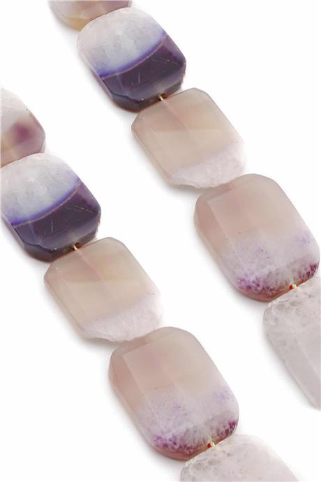Agate Natural Stone Rectangular Cut 30x40mm String Of Beads