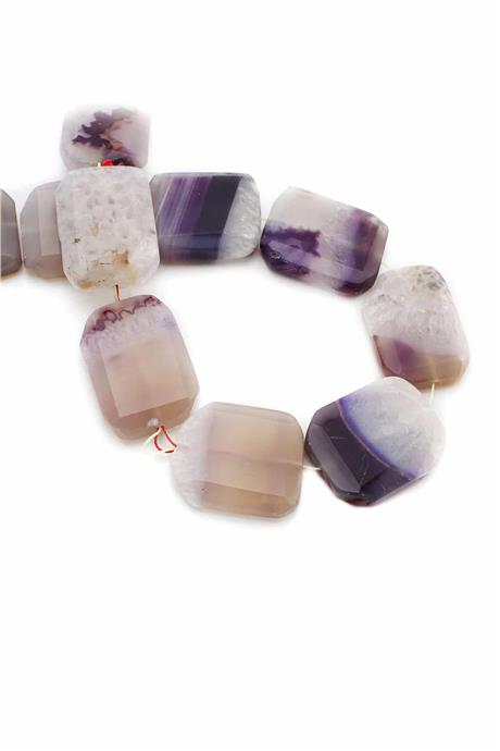 Agate Natural Stone Rectangular Cut 30x40mm String Of Beads