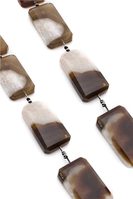 Agate Natural Stone Rectangular Cut 30x55mm String Of Beads