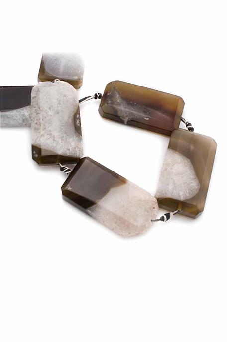 Agate Natural Stone Rectangular Cut 30x55mm String Of Beads
