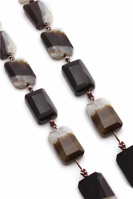 Agate Natural Stone Rectangular Cut String Of Beads