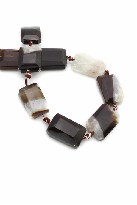 Agate Natural Stone Rectangular Cut String Of Beads