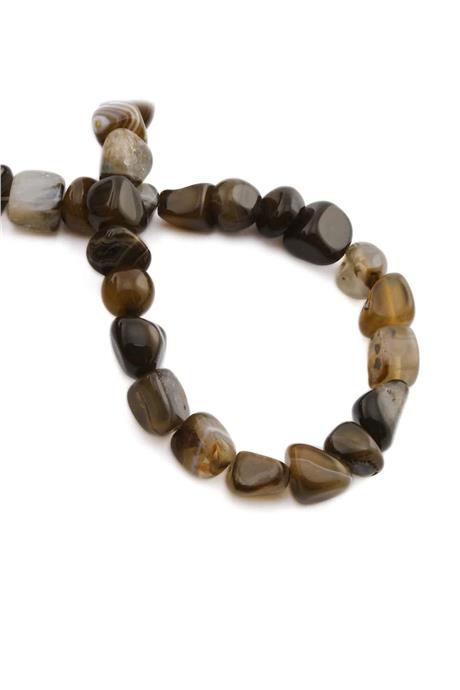 Agate Natural Stone Brown Tumbler Cut 8x11mm String Of Beads