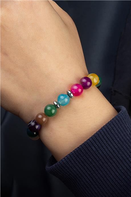 Madagaskar Akik Doğal Taş Karışık Küre Kesim 8mm Bileklik