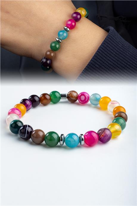 Madagaskar Akik Doğal Taş Karışık Küre Kesim 8mm Bileklik