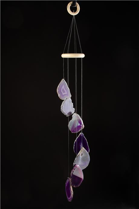 Akik Doğal Taş Mor Rüzgar Çanı