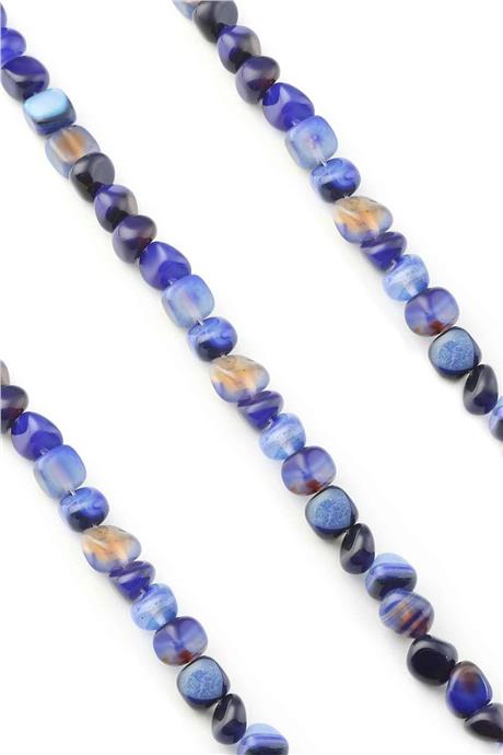 Agate Natural Stone Shiny Light Blue Tumbler Cut 8x11mm String Of Beads