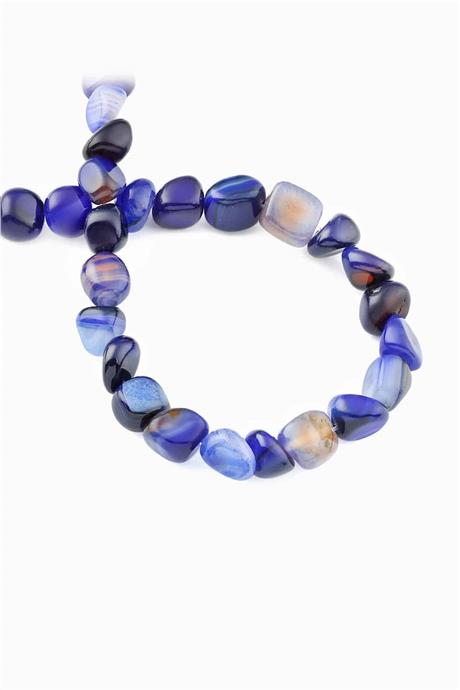 Agate Natural Stone Shiny Light Blue Tumbler Cut 8x11mm String Of Beads