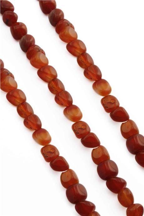 Agate Natural Stone Shiny Red Tumbler Cut 8x11mm String Of Beads