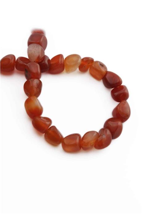 Agate Natural Stone Shiny Red Tumbler Cut 8x11mm String Of Beads